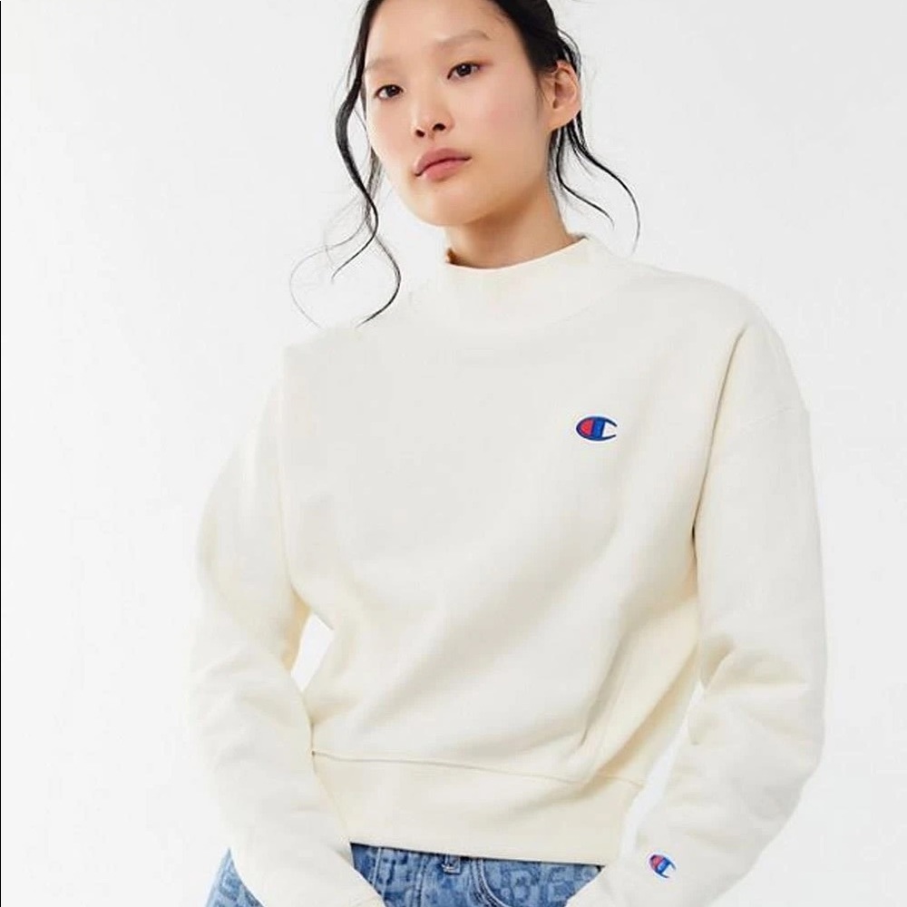 Champion reverse weave mock neck crop crew